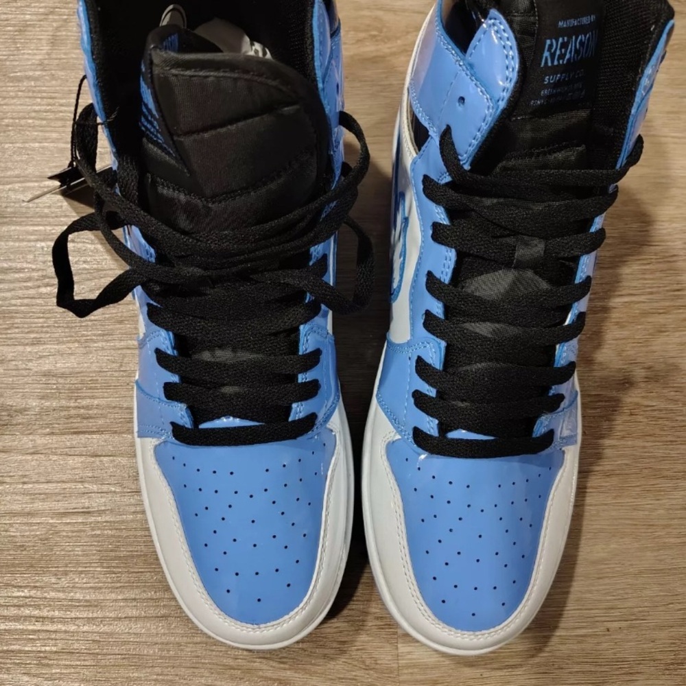 reason brand / men flaming skull Light Blue high top sneakers